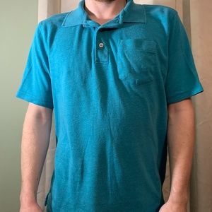 Croft&Borrow Easy Care Teal Polo w/Pocket Med.